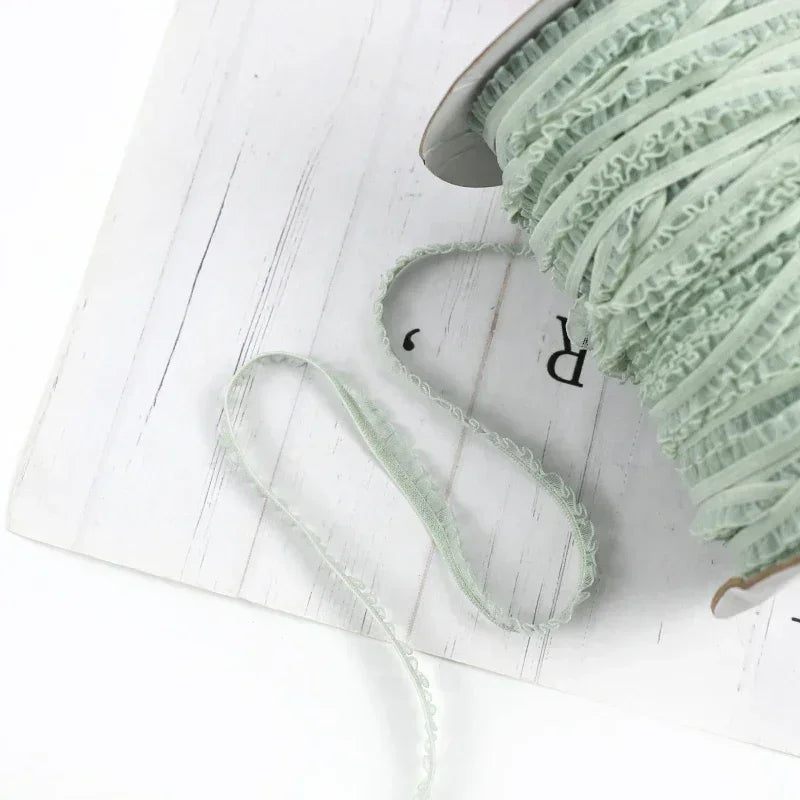 25/800Meters 6mm Elastic Band Pleated Lace Trim Stretch Ribbon for Sewing Underwear Strap Clothes Rubber Band DIY Accessories
