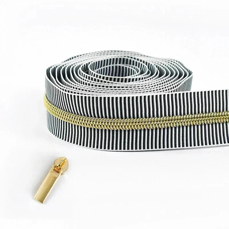 5/20Meters Meetee 5# Striped Nylon Zippers Tape for Sewing Bag Continuous Roll Coil Zip By the Meter DIY Garment Accessories