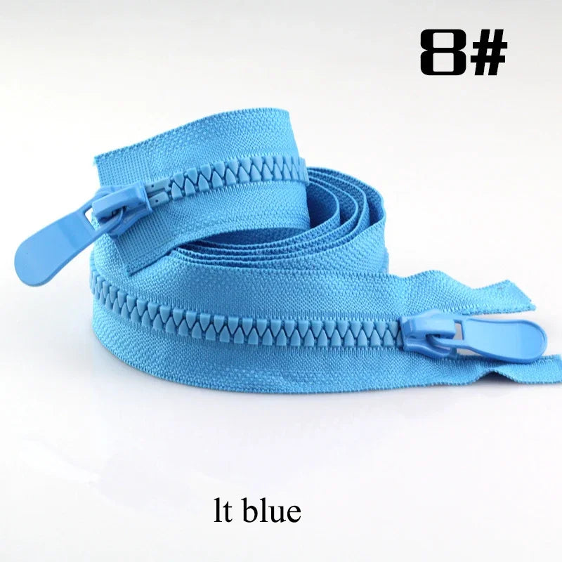 2/70Pcs Meetee 120cm 8# Resin Zippers Open End Double Slider Head Zip for Down Jacket Outdoor Backpack Tent Bag DIY Sewing Accessories