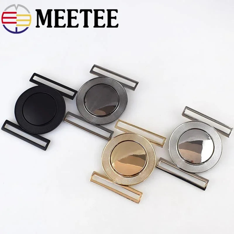 3/100Pcs Meetee 50mm Metal Alloy Belt Buckle Decor Buckles for Women's Coat Down Jacket DIY Clothing Hasp Bags Buttons Accessories