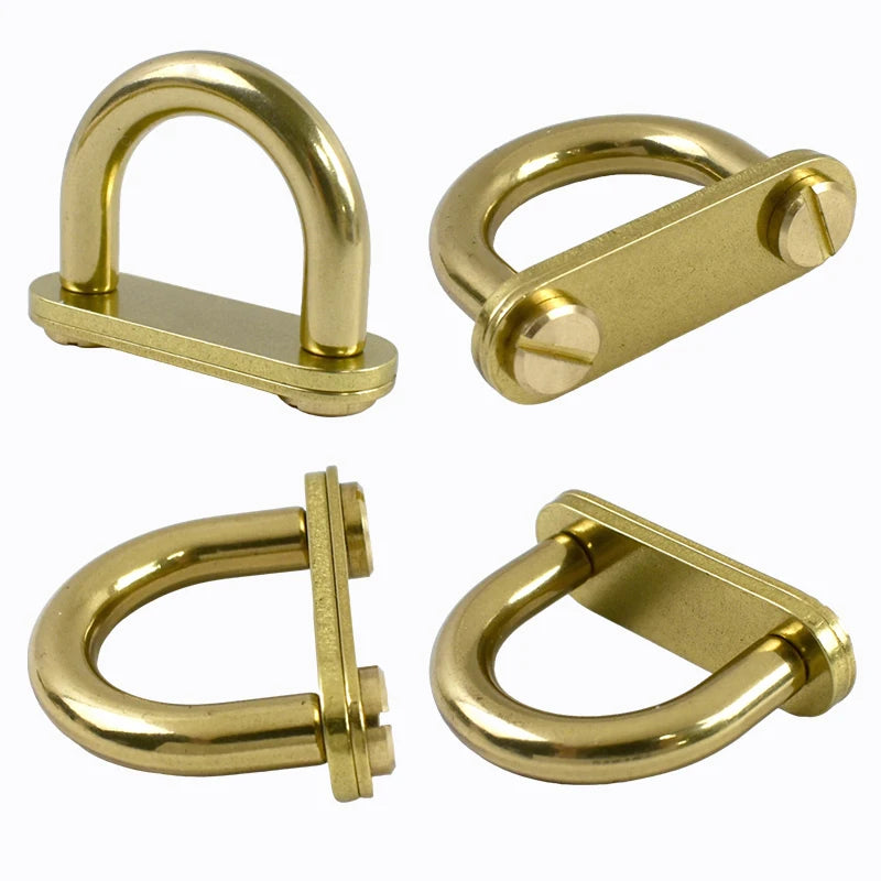 3/100Pcs 15mm/19mm Brass D Ring Buckle Bag Arch Bridge Screw Anchor Nail Connector Hook Leather Craft Strap Hanger Clamp Kits