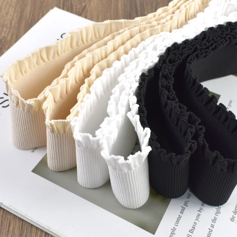 5/150Yards 60mm Pleated Lace Elastic Band Dress Waistband Stretch Webbing Tape Pants Decor Rubber Bands Clothes Sew Accessories