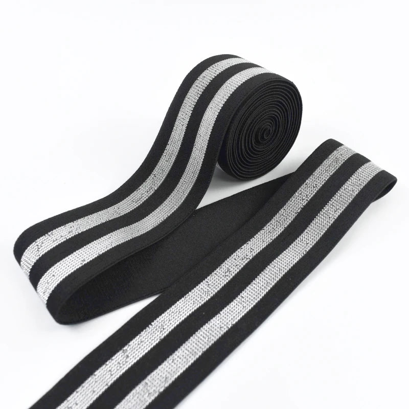 5/200Meters 40/50mm Striped Elastic Bands 1.6mm Thick Pants Waistband Rubber Band Bra Strap DIY Skirt Belt Sewing Accessories