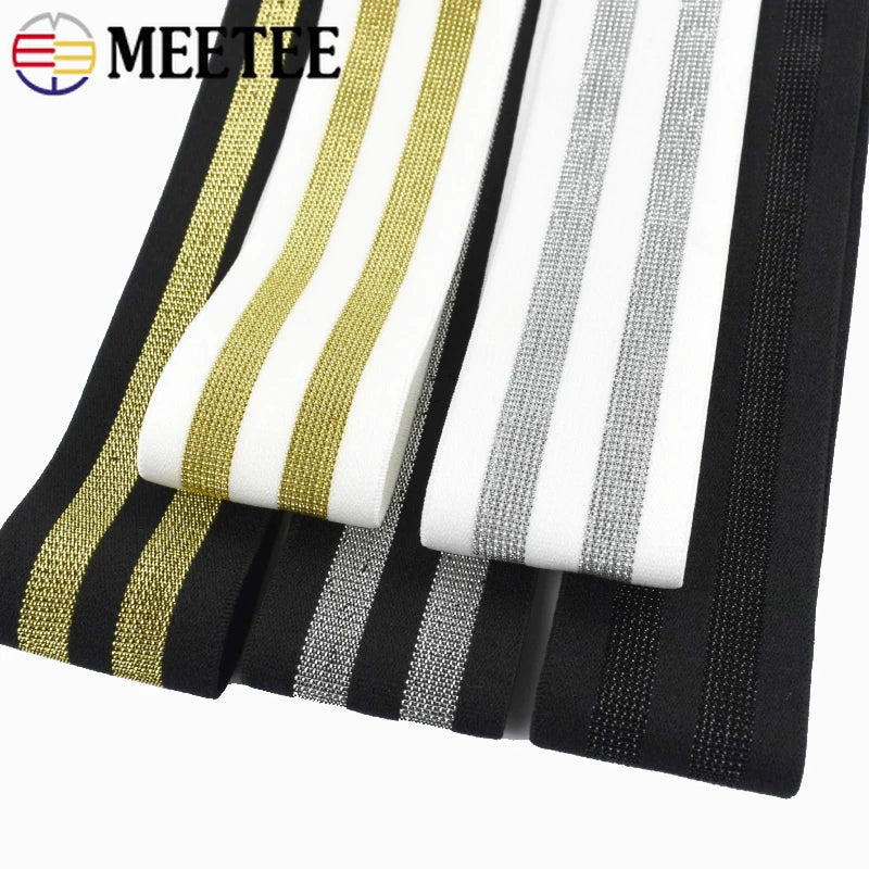 5/200Meters 40/50mm Striped Elastic Bands 1.6mm Thick Pants Waistband Rubber Band Bra Strap DIY Skirt Belt Sewing Accessories