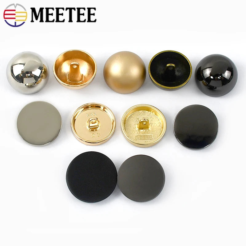 100Pcs Meetee 10-28mm Metal Shank Buttons Flat Head Decor Button Round Clasps for Coat Jacket Dress DIY Sewing Buckle Accessories