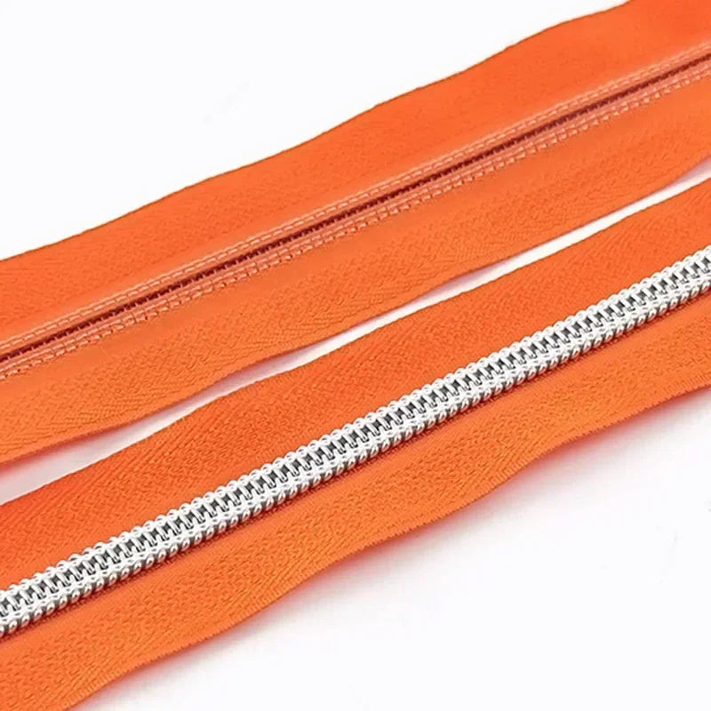 8/300M 5# Nylon Zippers Tapes Gold Silver Teeth Zipper for Sewing Bag Zips Purse Garment Zip Repair Kit DIY Accessories