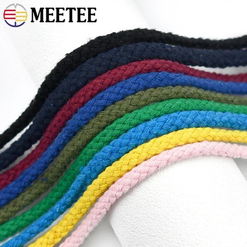 25/800Meters 7mm 8 Shares Round Cotton Cords Decorative Rope Twisted Braided Drawstring Ropes DIY Home Textile Craft Sewing