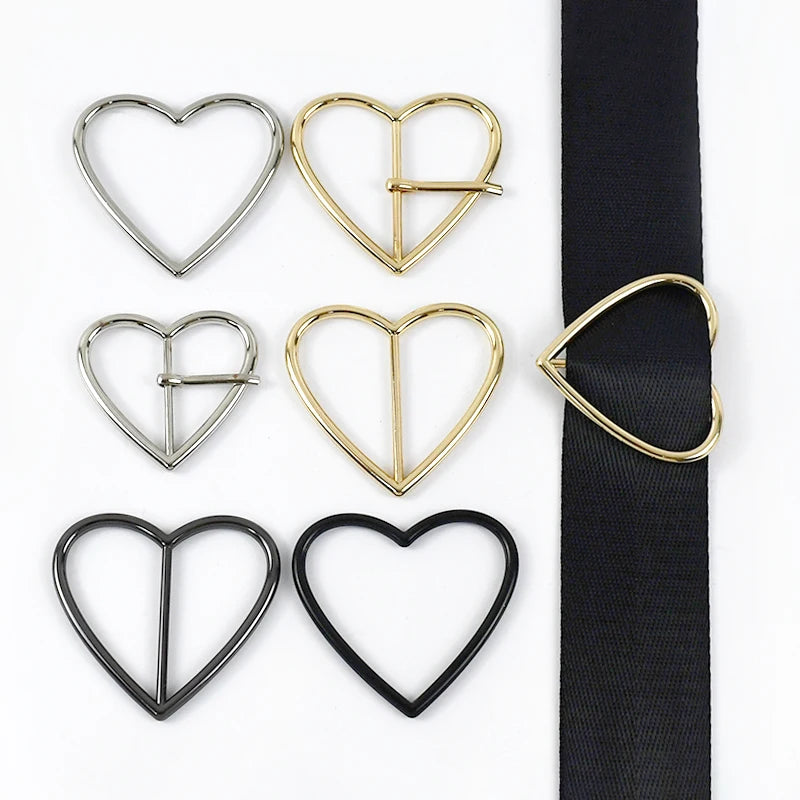 25/600Pcs 20-40mm Metal Buckles Clasp Heart Shape Adjust Roller Pin Buckle for Shoes Webbing Strap Bag Hanger Rings Accessories