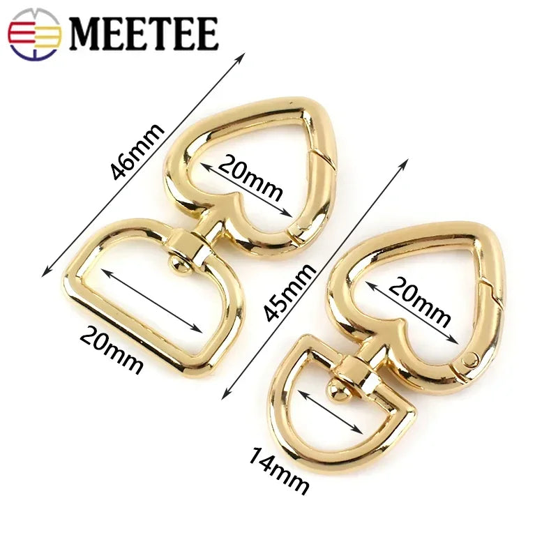 8/270Pcs Heart Metal Buckles Swivel Clasp Snap Hook Carabiner for Bag Strap Keychain Belt Buckle Diy Hardware Leather Accessories