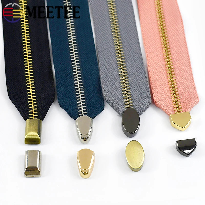 30/600Pcs Meetee Metal Zippers Tail Clip Zips Stopper Plug Head with Screw Bag Wallet Handbag Zip End Clasp DIY Hardware Accessories