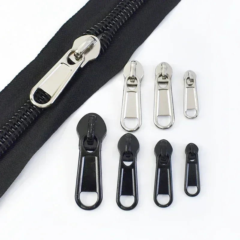 20Pcs 3# 5# 8# 10# Nylon Zippers Tape + Zipper Sliders 5Meters Clothes Sewing Zip Roll Replace Repair Zips Pull Head Closure Accessory