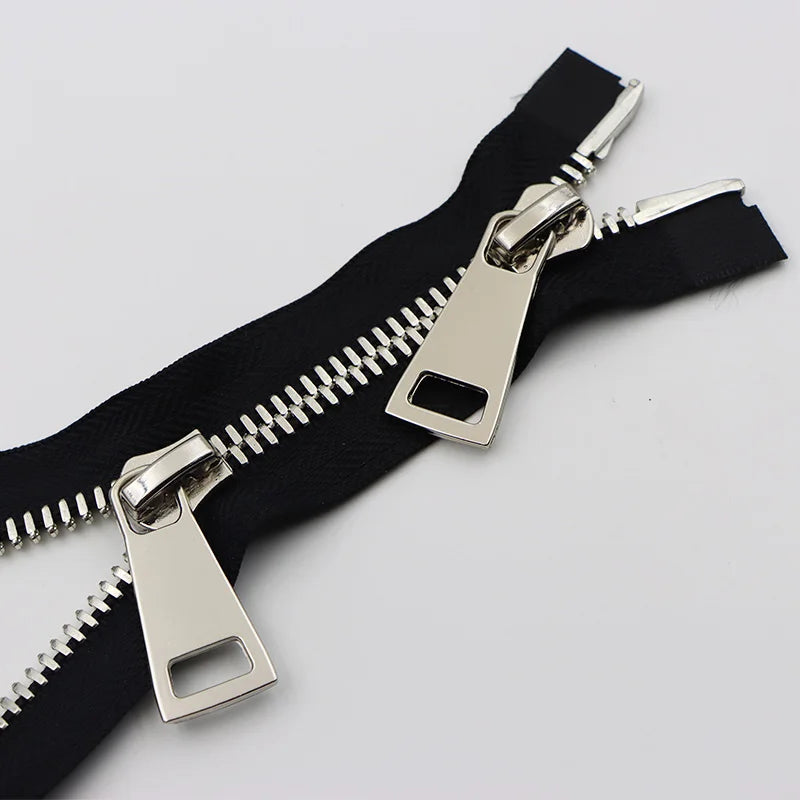 Meetee 1/20pcs 80/100/120cm 8# Double Sliders Zipper Metal Open-End Zips for Down Jacket Coat Repair Parts Zippers DIY Sewing Zip