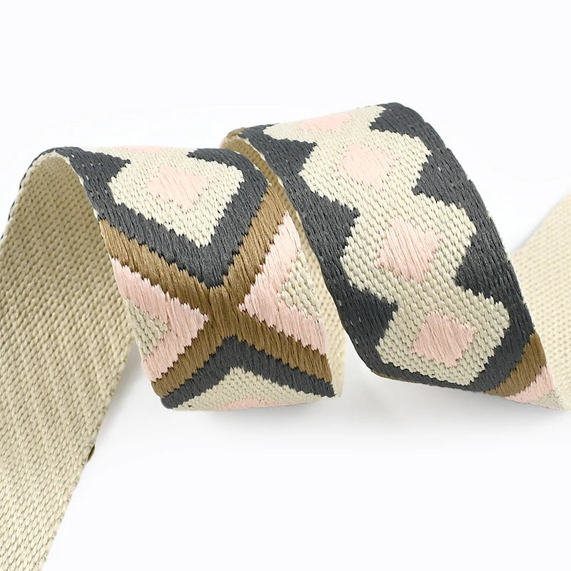5/150Meters Nylon Webbing Band 38/50mm Jacquard Ribbon Strap 2mm Thick Handbag Garment Decorstive Webbings DIY Sewing Accessories