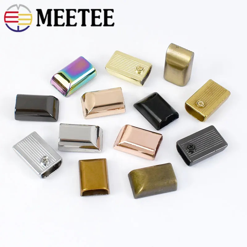 30/600Pcs Meetee Metal Zipper Pull Tail Lock Clip Buckles Rope Cord Stop Plug Head Screw DIY Bags Leather Hardware Accessories
