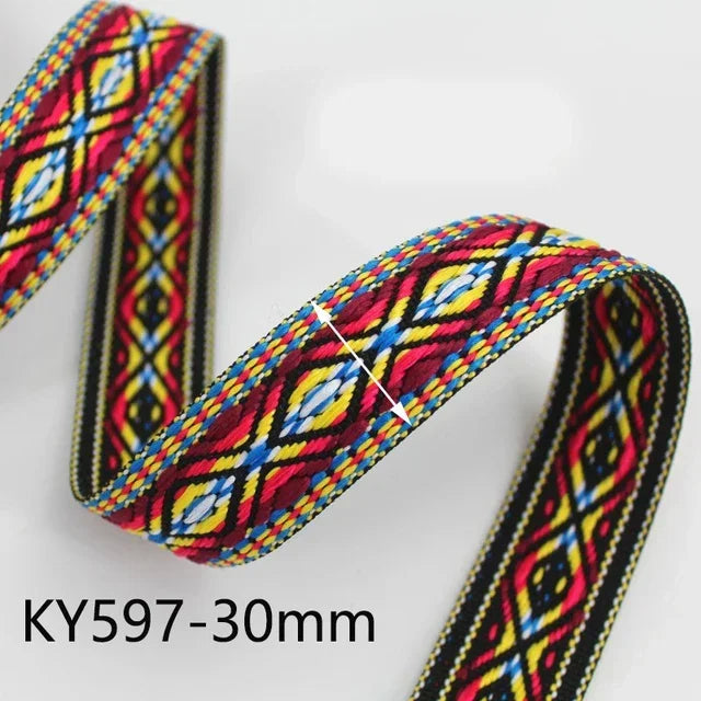 5/180Meters 30/38mm Jacquard Webbing Tapes Ethnic Lace Ribbons For Bag Strap Sewing Tape Bias Binding DIY Garment Accessories