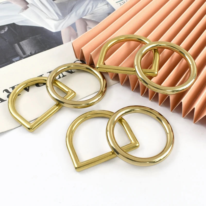 Meetee 10/300Pcs 12-45mm Brass Bag Buckles Bags Hanger O D Ring Hook Side Carabiner Rings for Dog Coller Hardware Buckle Supplies