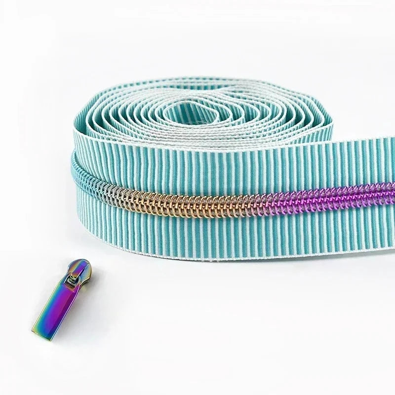5/20Meters Meetee 5# Striped Nylon Zippers Tape for Sewing Bag Continuous Roll Coil Zip By the Meter DIY Garment Accessories