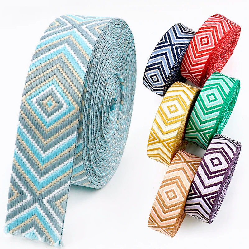 5/130Yards 38mm 2mm Thick Jacquard Webbing for Sewing Bag Canvas Ribbon Strap Backpack Decorative Lace Webbings Nylon Tapes