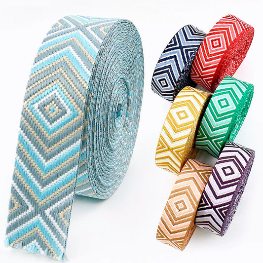 5/130Yards 38mm 2mm Thick Jacquard Webbing for Sewing Bag Canvas Ribbon Strap Backpack Decorative Lace Webbings Nylon Tapes