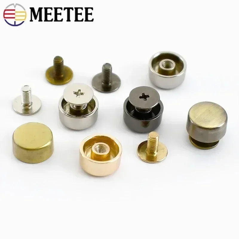 30/1000pcs Meetee 10mm Flat Screw Bag Accessories for Hanbag Bottom Studs Screws Rivets DIY Sewing Hardware Foot Nail Buckles