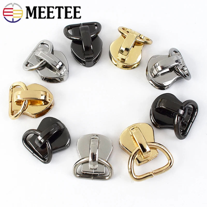 3/1000Pcs D Ring 5# Zipper Sliders for Sewing Metal Nylon Zippers DIY Zip Head Bag Pocket Repair Kits Replacement Tailor Tools