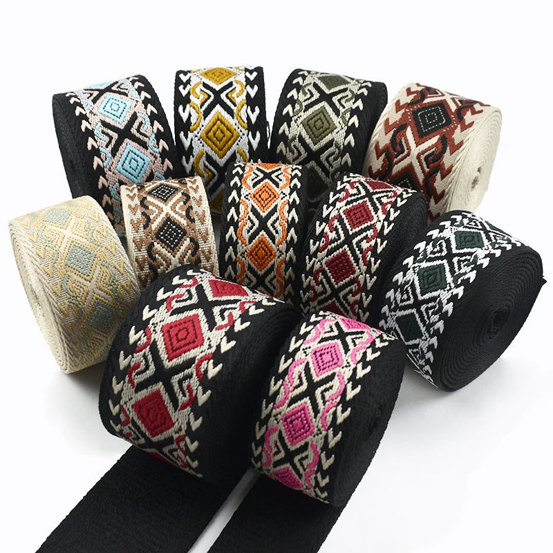 3/100Meters Meetee 38/50mm Jacquard Webbing Tape Bag Ribbon Strap Garment Sewing Decoration Ribbons Tapes Home Textile Accessory