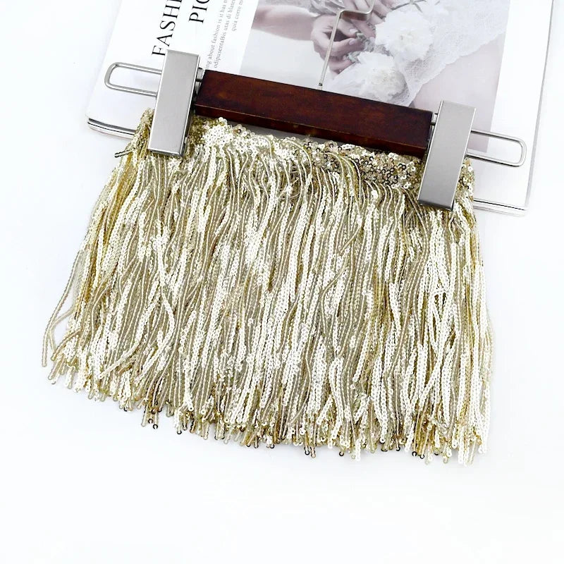 3/100Yards 17cm Metee Fringe Tassel Lace Ribbon Sequin Trims Colored For Dress Clothes Decorative Crafts Clothing Accessories
