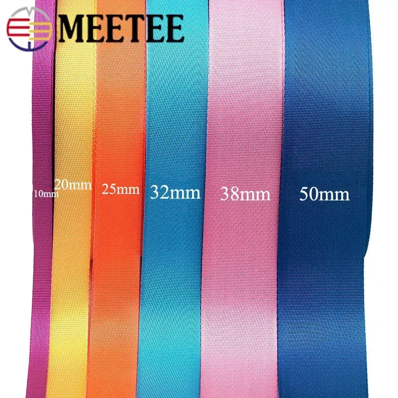 8/200Meters Colorful Nylon Webbing Strap 20-50mm Decor Ribbon Backpack Safety Belt Bias Binding Tape DIY Clothes Sewing Accessories