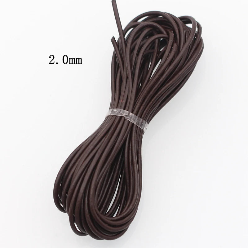 Meetee 3/100Meter 1.5/2/2.5/3/4/5mm Round Real Genuine Leather Cord Rope for Bracelet Necklace DIY Jewelry Cords Bags Craft Making