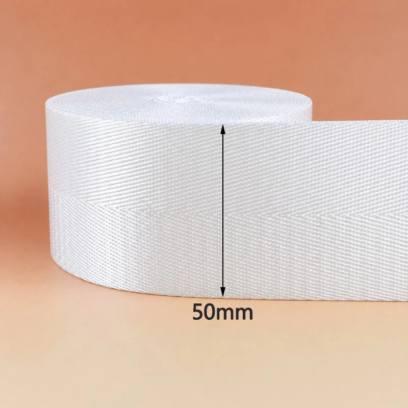 8/200Meters White Nylon Webbing 20-50mm Bag Shoulder Strap Tape Clothes Decorative Sewing Ribbon Bias Binding Accessories