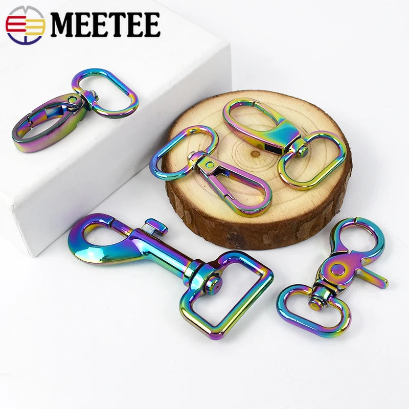 8/250Pcs Rainbow Metal Buckle Lobster Swivel Clasp Snap Hook for Bags Strap Carabiner Clips Keychain DIY Hardware Accessories