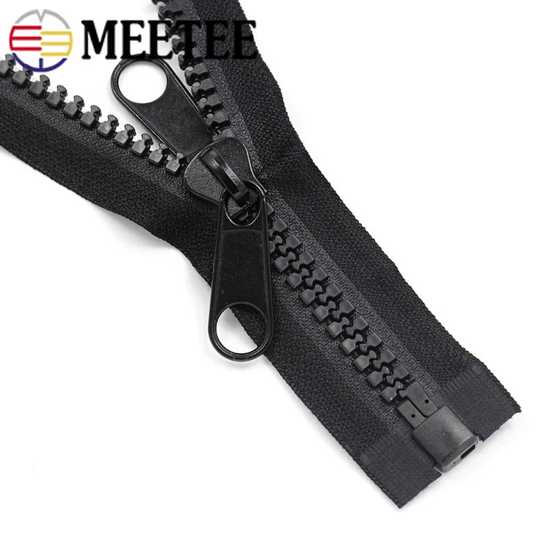 Meetee 2/80Pcs 60-400cm 10# Resin Zippers Open-end Single Double Sided Slider Zipper for Sleeping Bags Tent Long Zip Sewing Accessories