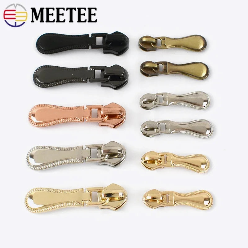 3/1000pcs Meetee 3# 5# Metal Zipper Sliders for Nylon Zippers Bag Garment Zip Head Pulls Repair Kits DIY Sewing Hardware Accessories