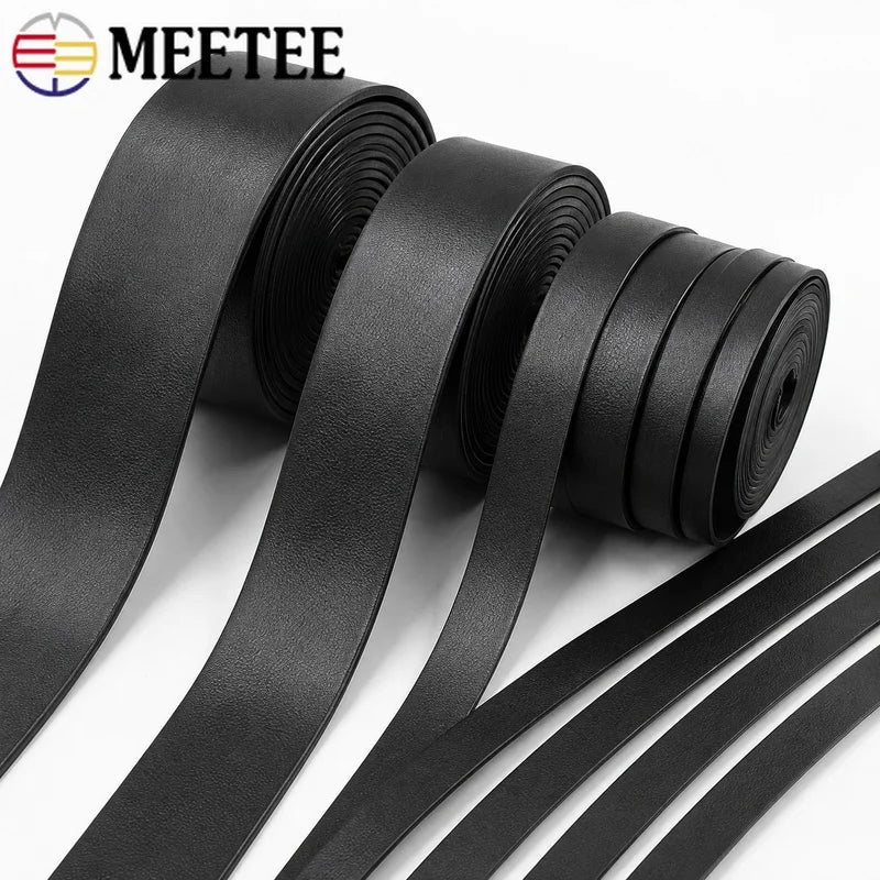 20/50Meters 5-30mm Black PU Leather Ribbon Soft Flat Cord for Handbag Straps Jewelry Necklaces Sewing Decor Craft Webbing Supplies