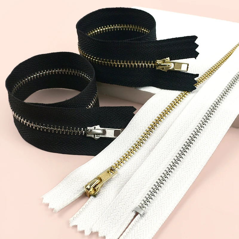 Meetee 3# 20/600Pcs Metal Zipper 10-30cm Bag Close End Zip Black White Zippers Pocket Purse Jeans Zips DIY Sewing Accessories