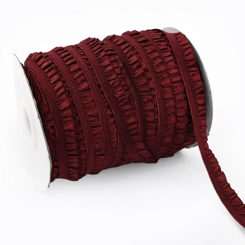 Meetee 20/600meters 10mm Ruffled Elastic Band Pleated Stretch Lace Trim Ribbon Baby Hairband Belt Shoes Tapes Sewing Accessory