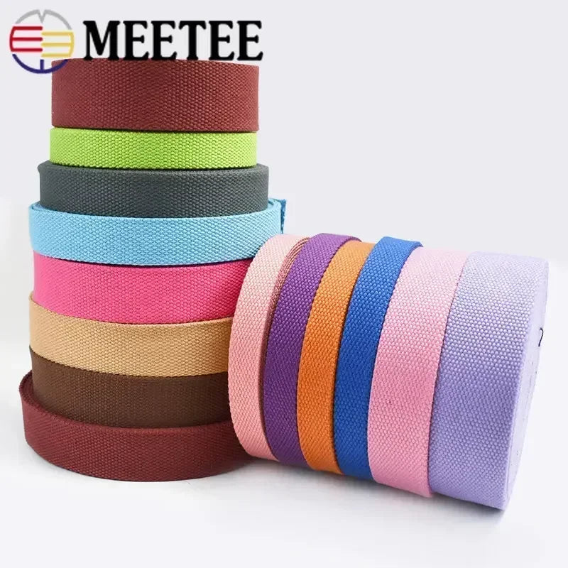 5/150M 20/25/32/38/50mm 2mm Thick Webbing Polyester Cotton Canvas Webbings Ribbon for Backpack Strap Belt Tape Garment Woven Band