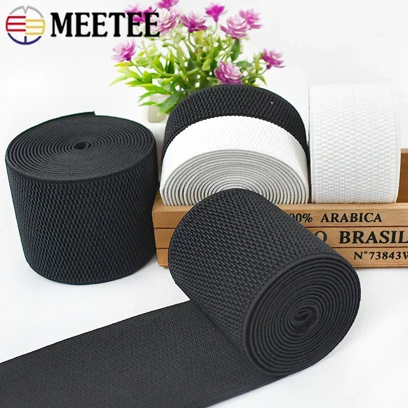 5/150Meters Meetee 2.5-10cm Elastic Bands for Sewing Clothes Waistband Rubber Webbing Tapes DIY Skirt Belt Garment Accessories