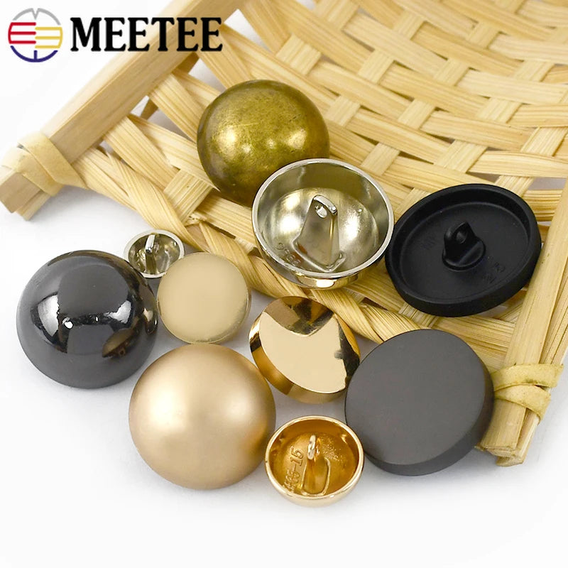 100Pcs Meetee 10-28mm Metal Shank Buttons Flat Head Decor Button Round Clasps for Coat Jacket Dress DIY Sewing Buckle Accessories