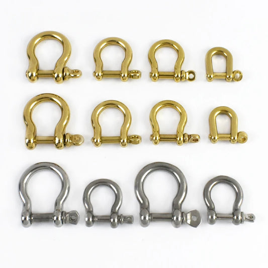 5/200Pcs Solid Brass Horseshoe Buckle 6/8/9/10mm D Ring Bow Shackle Hook Screw Detachable for Chains Wirerope Connector Buckles