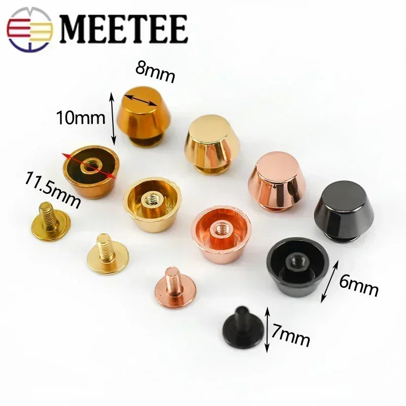 30/1000Pcs Meetee Metal Nails Buckles Studs Screw Rivets Handbag Bottom Protecting Feet Bags Leather Craft Hardware Accessories