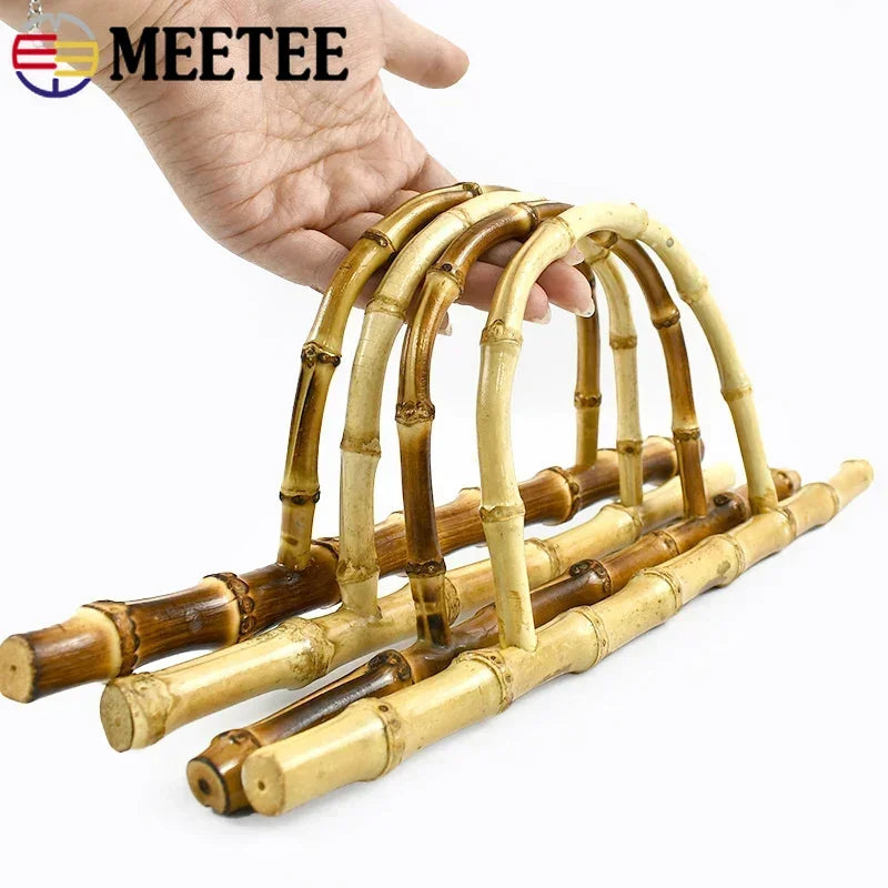2/70Pcs Meetee 28/30cm Bamboo Bag Handle Natural Wooden Purse Frame Women Handbag Replacement Handles Handmade Bags Accessories