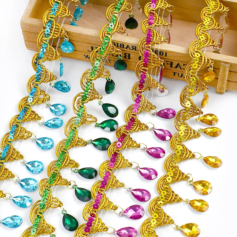3/100Meters 45mm Fringe Tassel Lace Trim For Clothes Rhinestone Decorative Ribbons Wedding Dress Curtain DIY Sewing Accessories