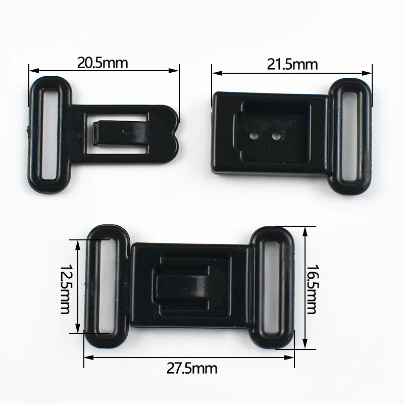 50Sets Black White Bra Strap Adjuster Plastic Buckles 12.5mm Swimsuit 8 Shape O Ring Buckle Underwear Slider Hooks Supplies