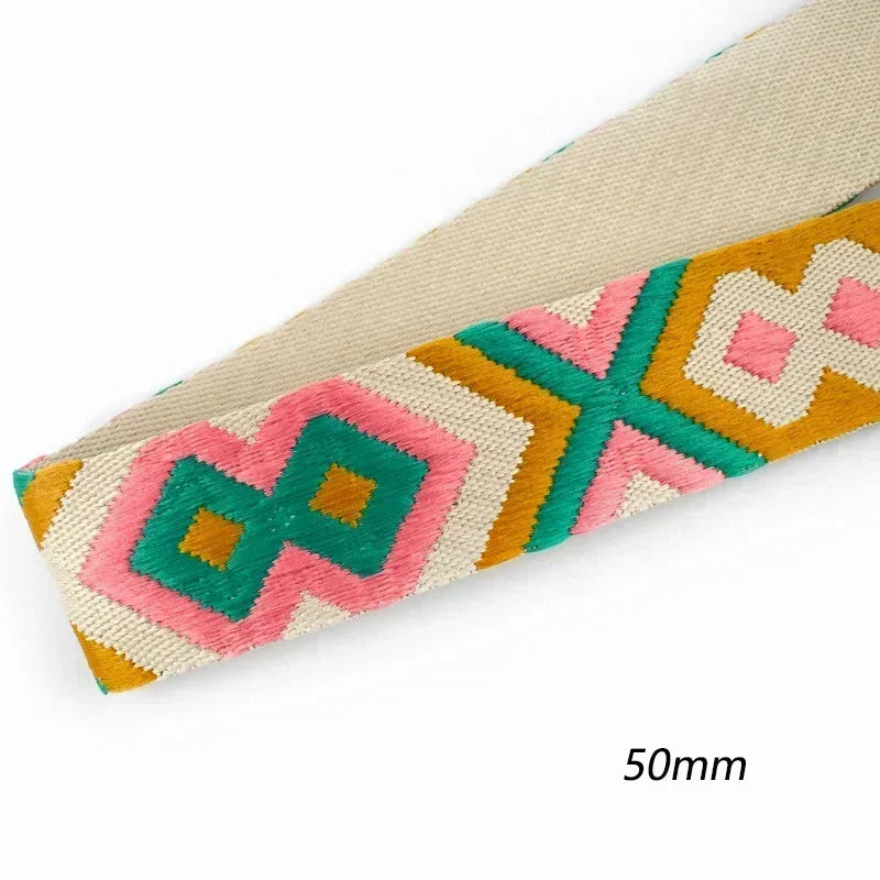 5/150Meters Nylon Webbing Band 38/50mm Jacquard Ribbon Strap 2mm Thick Handbag Garment Decorstive Webbings DIY Sewing Accessories