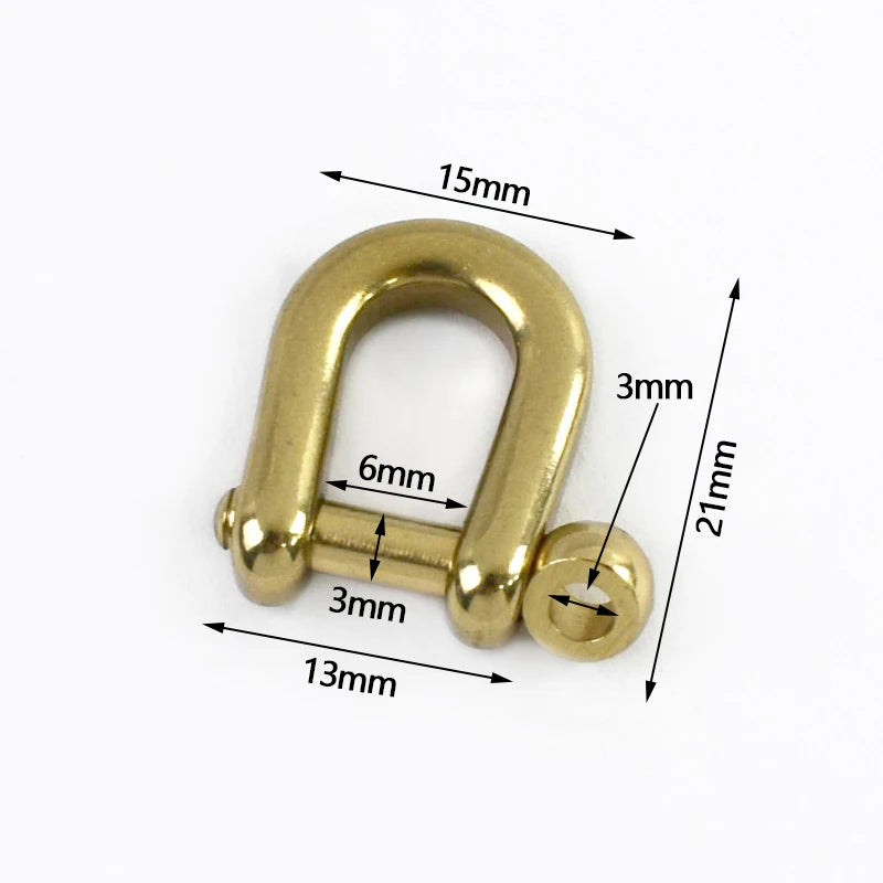 5/200Pcs Solid Brass Horseshoe Buckle 6/8/9/10mm D Ring Bow Shackle Hook Screw Detachable for Chains Wirerope Connector Buckles