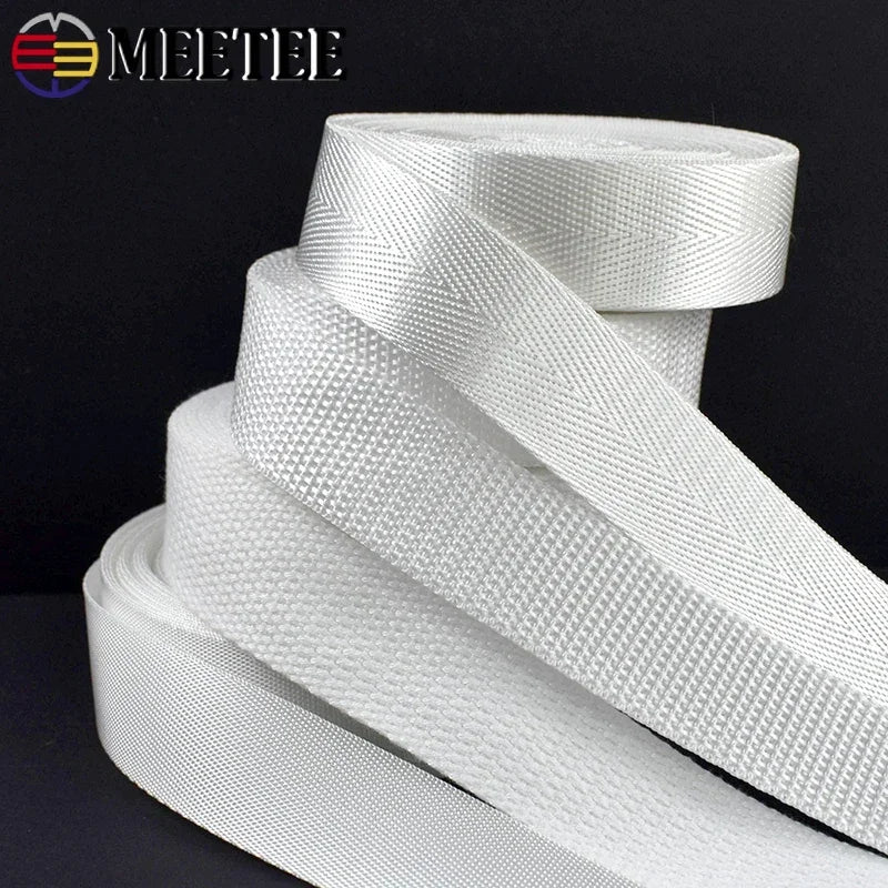 8/200Meters White Nylon Webbing 20-50mm Bag Shoulder Strap Tape Clothes Decorative Sewing Ribbon Bias Binding Accessories