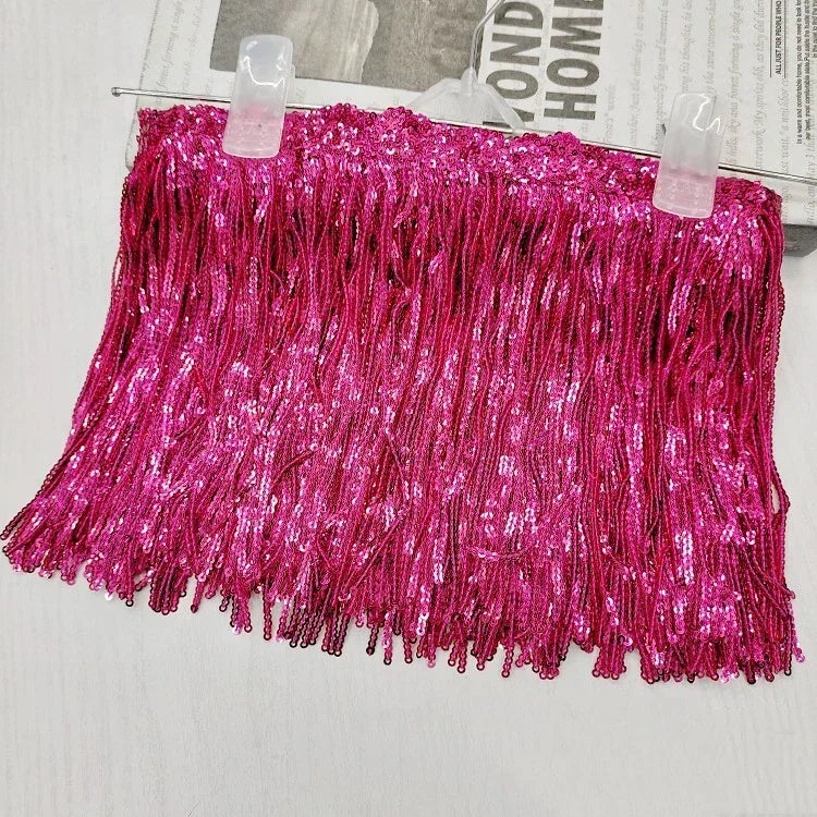 3/100Yards 17cm Metee Fringe Tassel Lace Ribbon Sequin Trims Colored For Dress Clothes Decorative Crafts Clothing Accessories