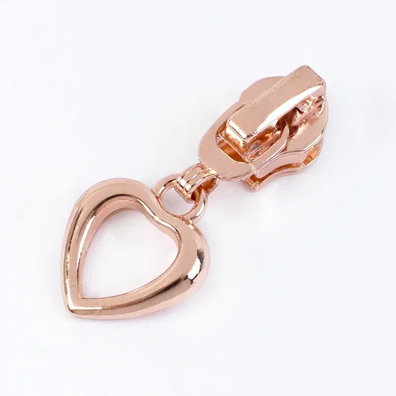 15-500Pcs 5# Rose Gold Zippers Sliders for Nylon Zip Tape Clothes Bag Sewing Zipper Replacement Puller Zips Repair Kit Accessories
