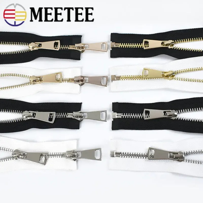 3/90Pcs Meetee 5# 60-150cm Metal Zipper Open End Single/Double Sliders Long Zippers Clothes Down Jacket Coat Zip DIY Sewing Accessories